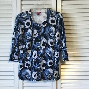 Merona Blue and White Floral Cardigan